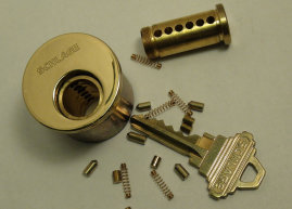 This is a disassembled deadbolt cylinder